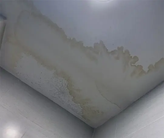 Water damage on ceiling from roof leak 